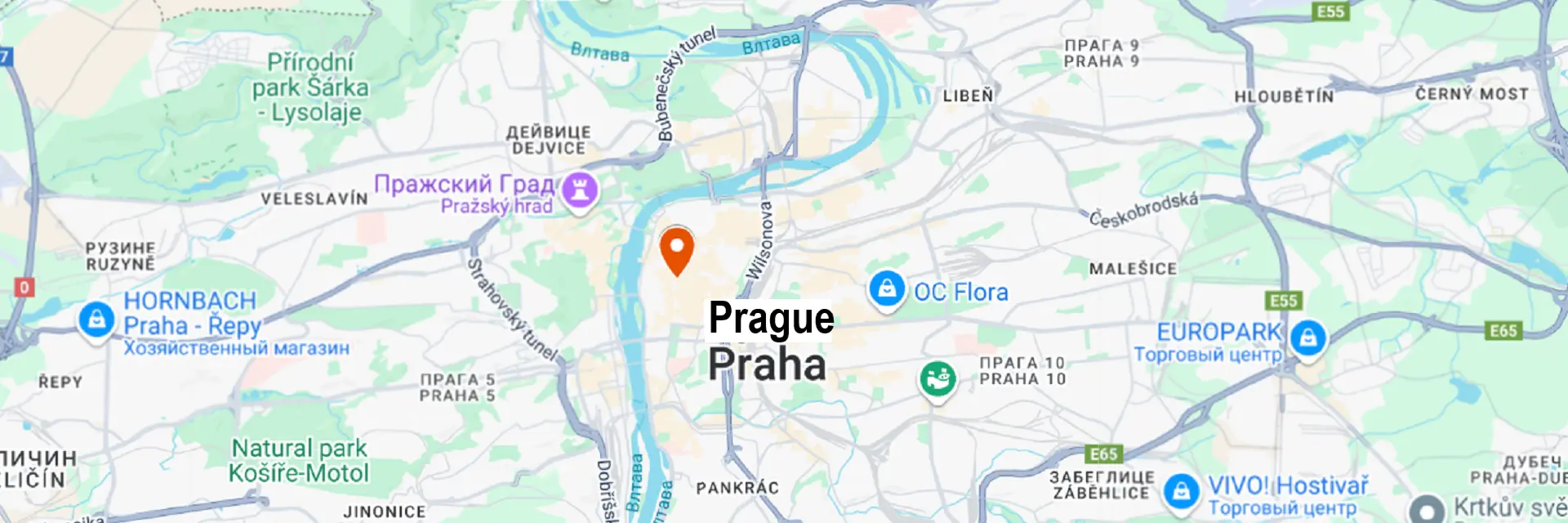 Adresse de notre cabinet à Prague, République tchèque. Coordonnées pour une assistance juridique